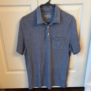 Vineyard Vines Edgartown Heathered Blue striped Mens Polo Shirt small EUC Preppy
